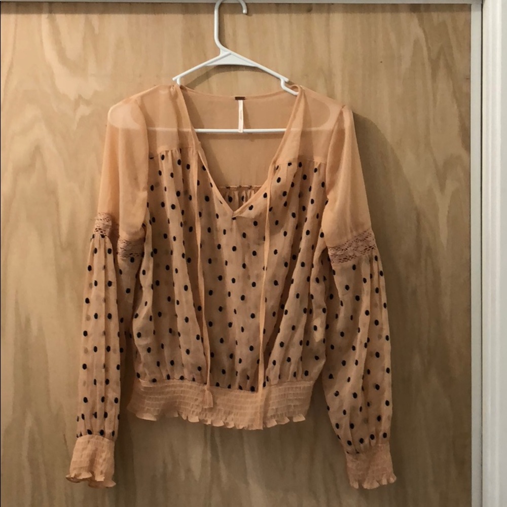 Free People. See through polkadot blouse.